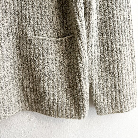 EILEEN FISHER Bouclé Wool/Nylon Pullover Pocket Sweater in Oatmeal Heather - Picture 5 of 7